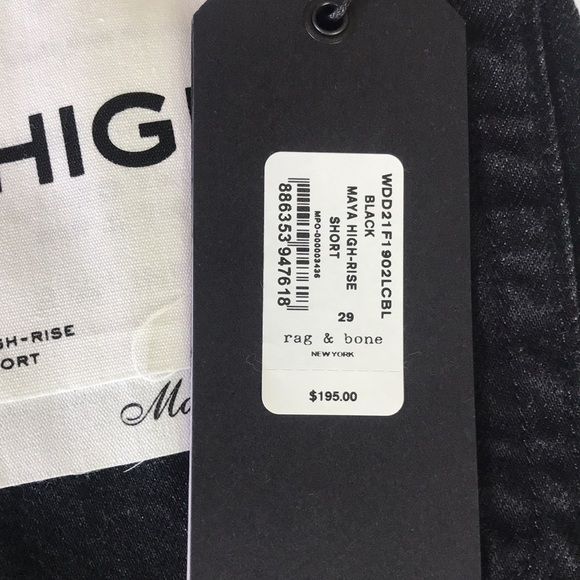 Rag & Bone Maya High Rise Shorts in Black Denim Size 29 NWT - Picture 6 of 9